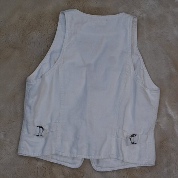 Michael Kors White Linen Vest Size Large - Picture 2 of 10